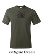 Lost in the Mountains print on mens shirt.  Camping and Hiking shirt.