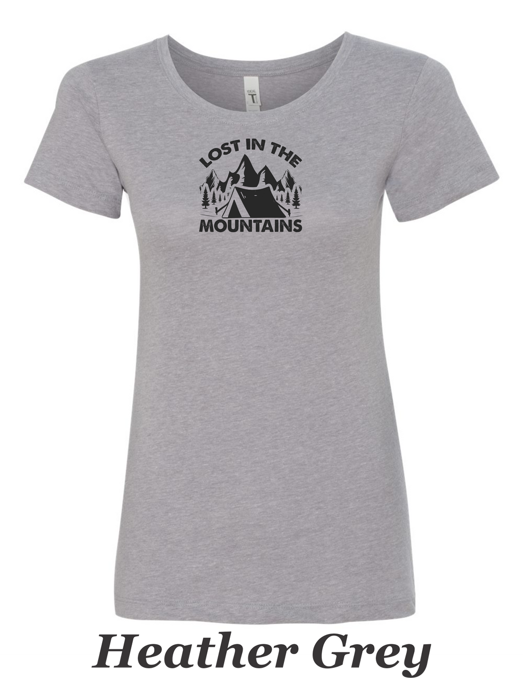 Lost in the mountains drawing printed on women's shirt. Great gift for the hiker.