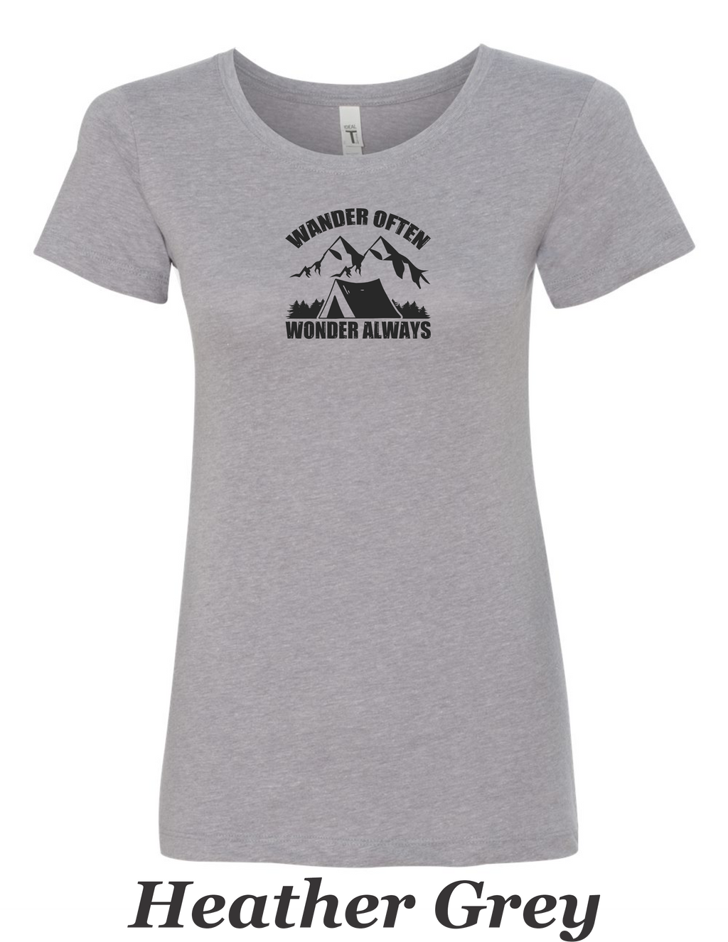 Wander often, Wander always drawing printed on Women's shirt. Great Hiking gift.