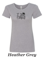 I love Camping printed on women's shirt. Great gift for the summer camping trip.