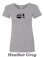 Vintage Canned Ham Trailer drawing Printed on Women's Shirt.