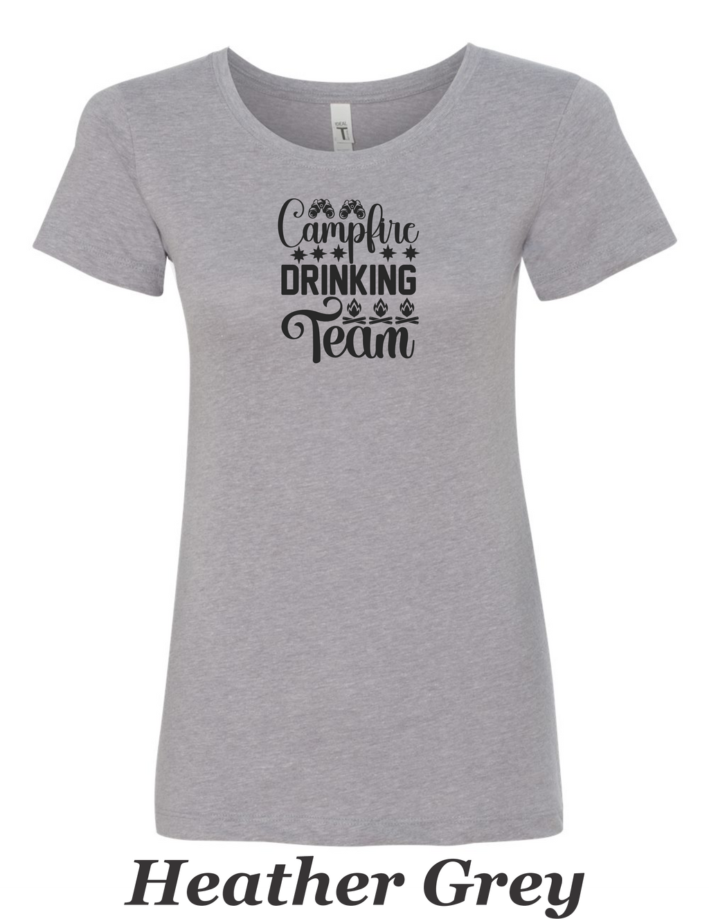 Campfire Drinking Team printed on women's shirt.  Great gift for group camping.