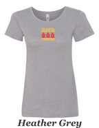 Life is better around the campfire, color drawing printed on women's shirt.