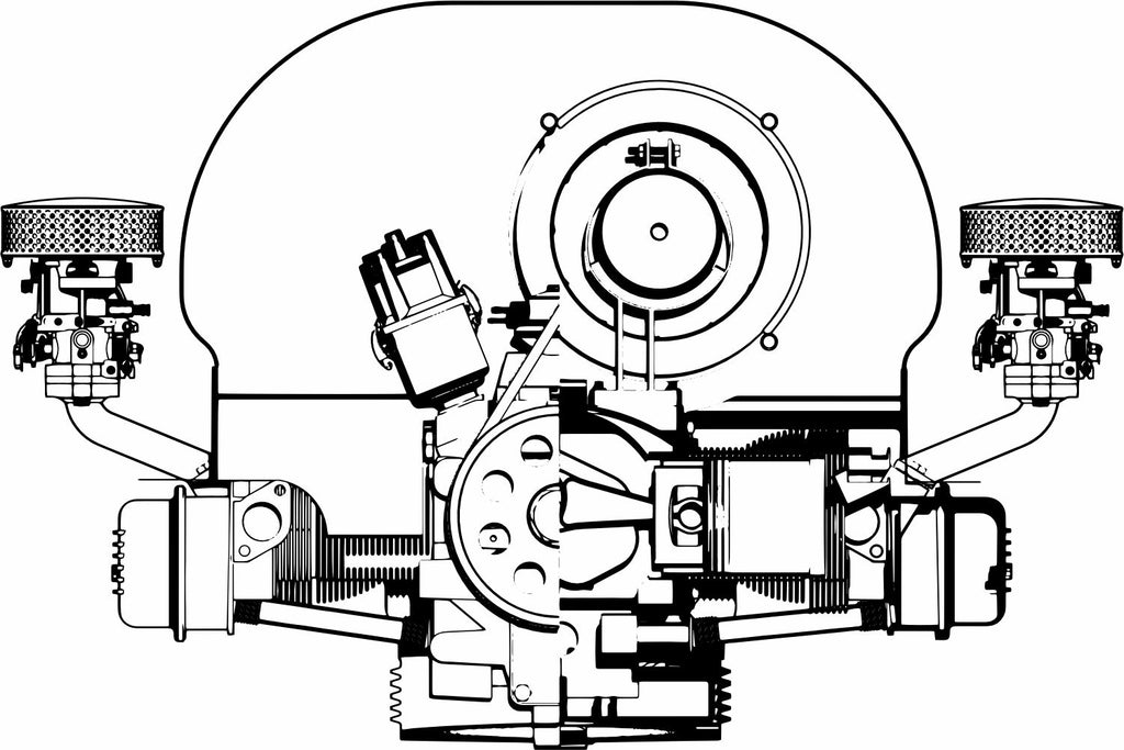 VW Boxer Engine Cutaway Drawing T-Shirt, Air-Cooled VW Bug Bus Car Tee