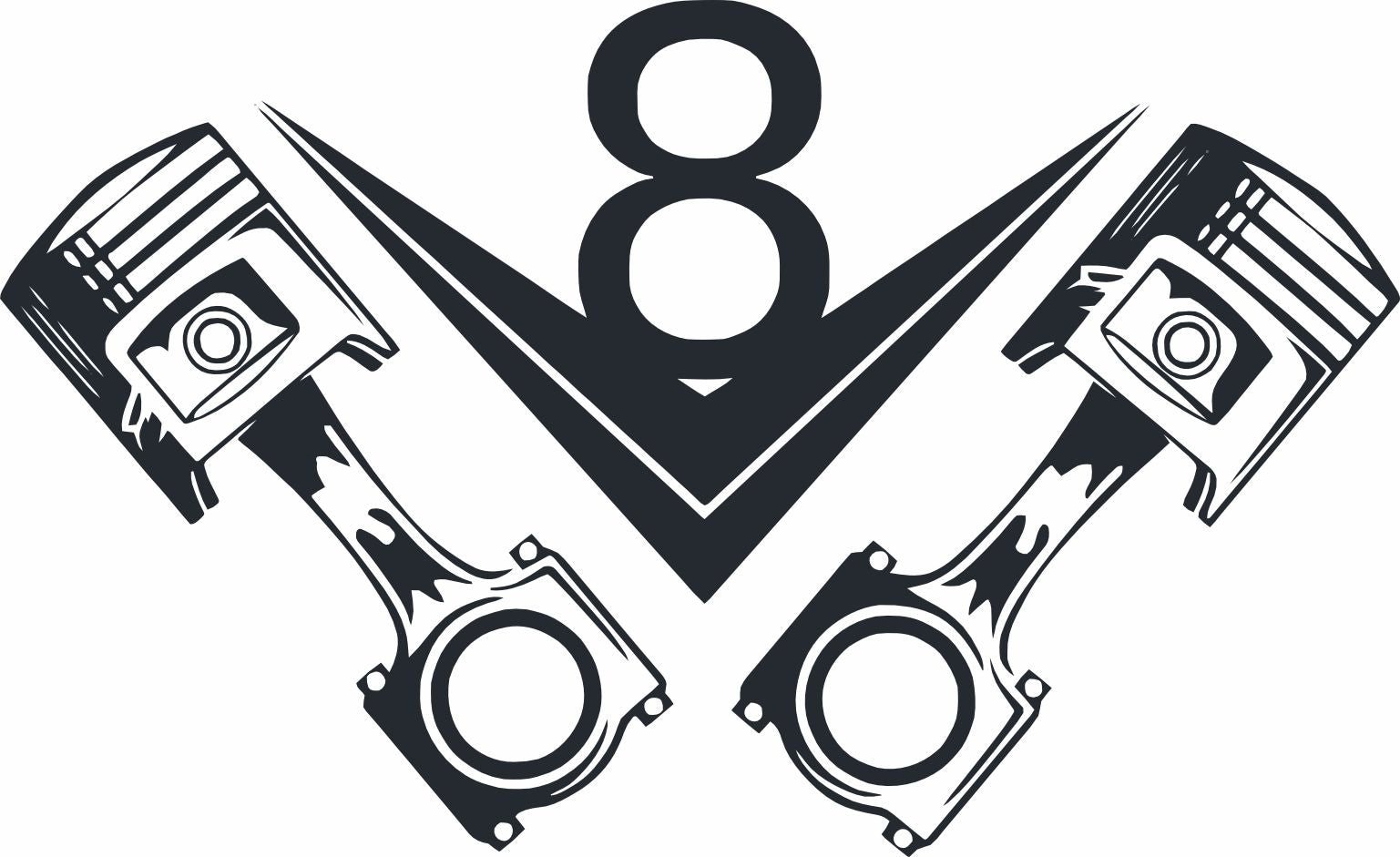 Vintage V8 and pistons print on mens shirt. Classic Hot Rod sign drawing