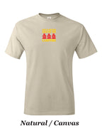 Life is better around the campfire. Color print on mens shirt.