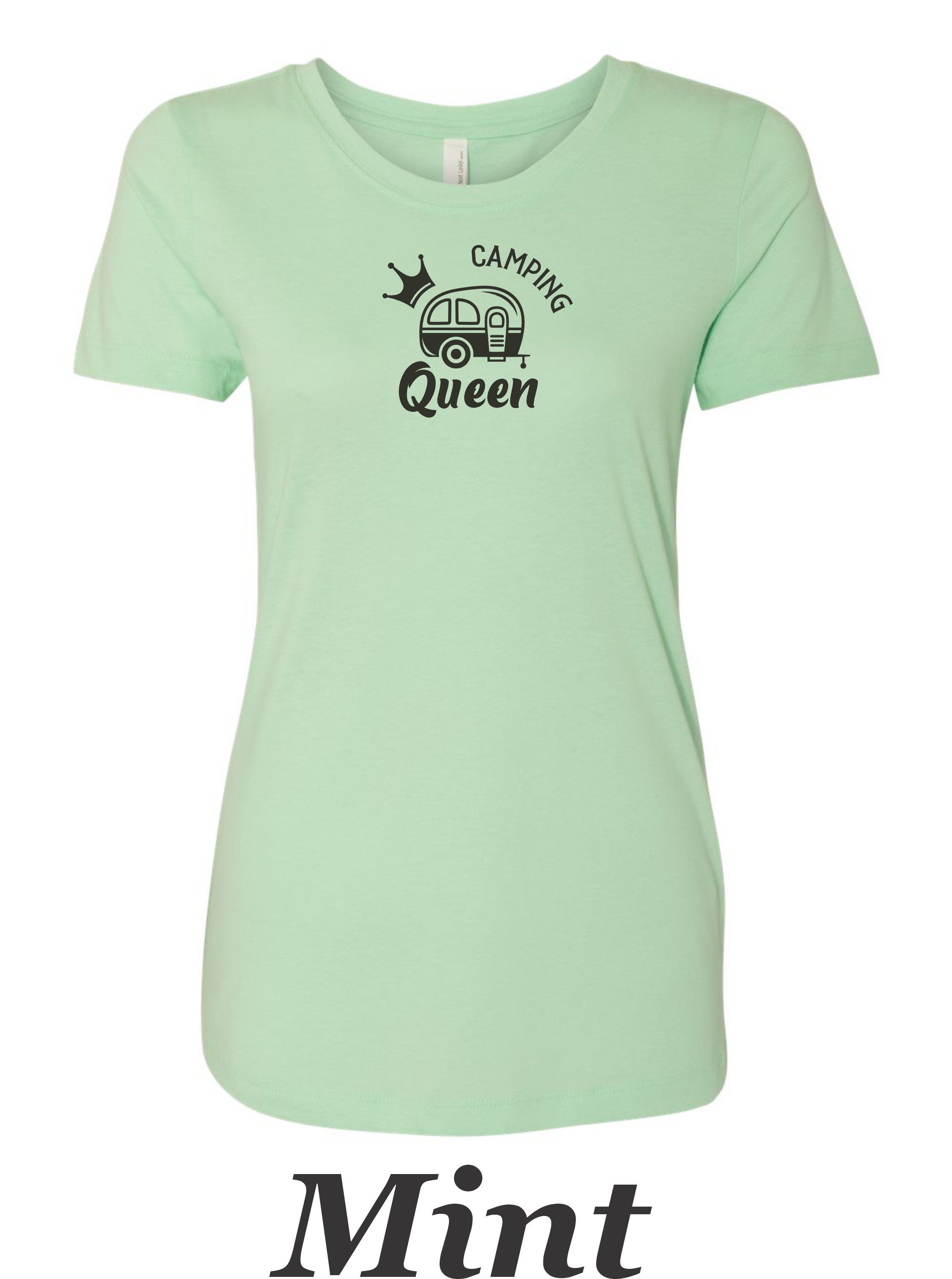 Camping Queen Drawing printed on women's shirt. Great gift for the Camping Trip.