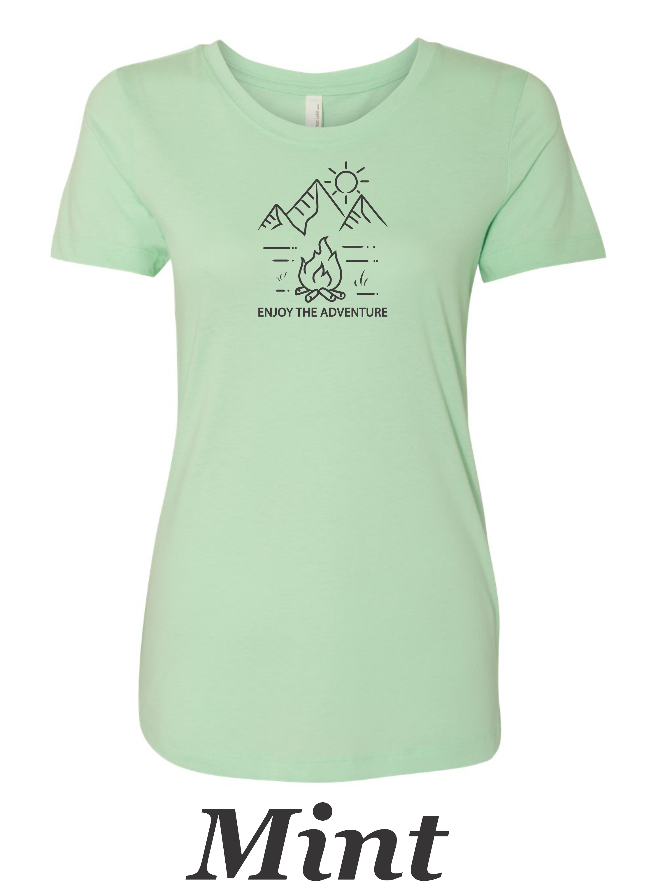 Enjoy The Adventure print on women's shirt.  Cute shirt. Gift for camper Hiker.