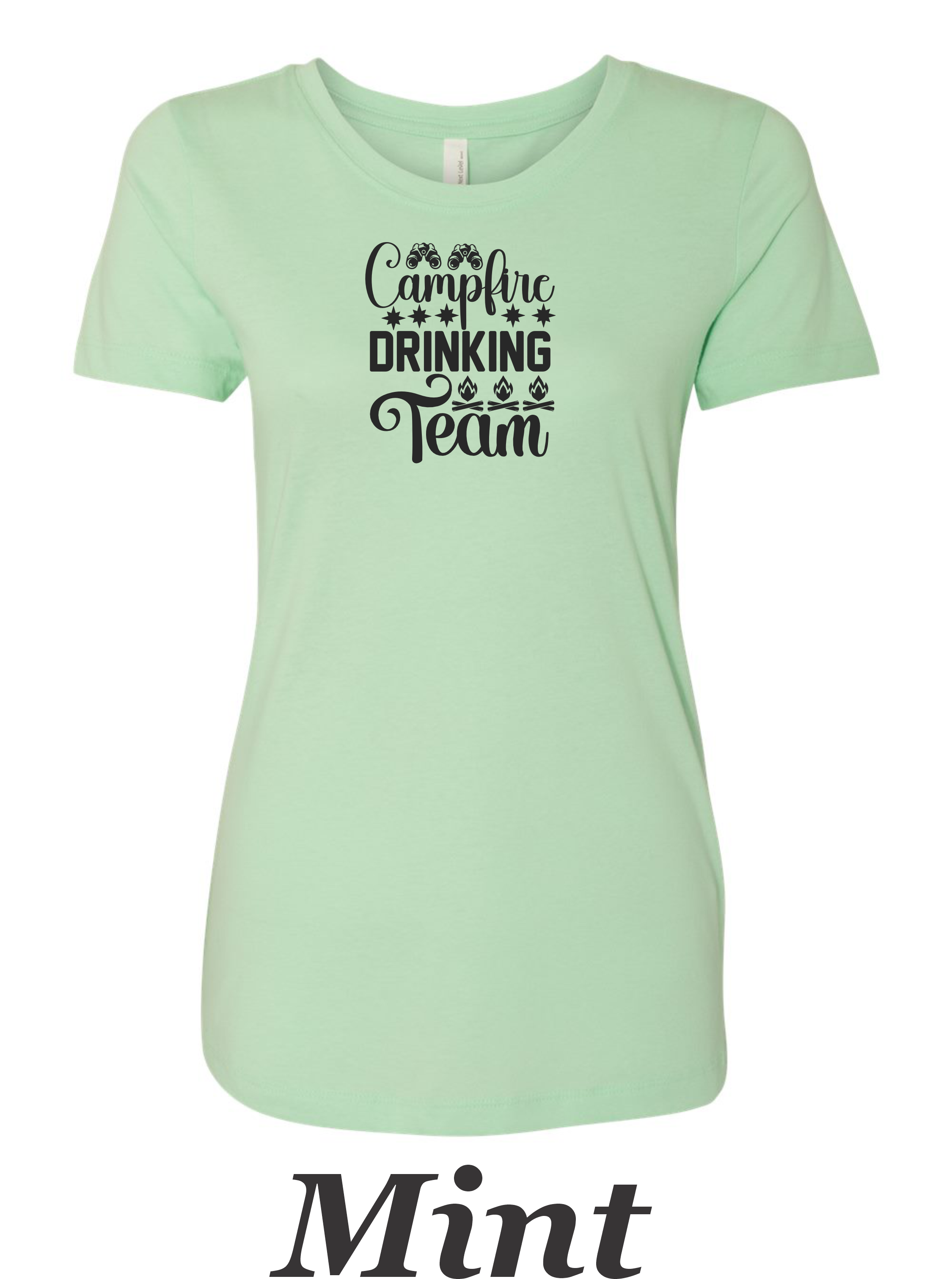 Campfire Drinking Team printed on women's shirt.  Great gift for group camping.