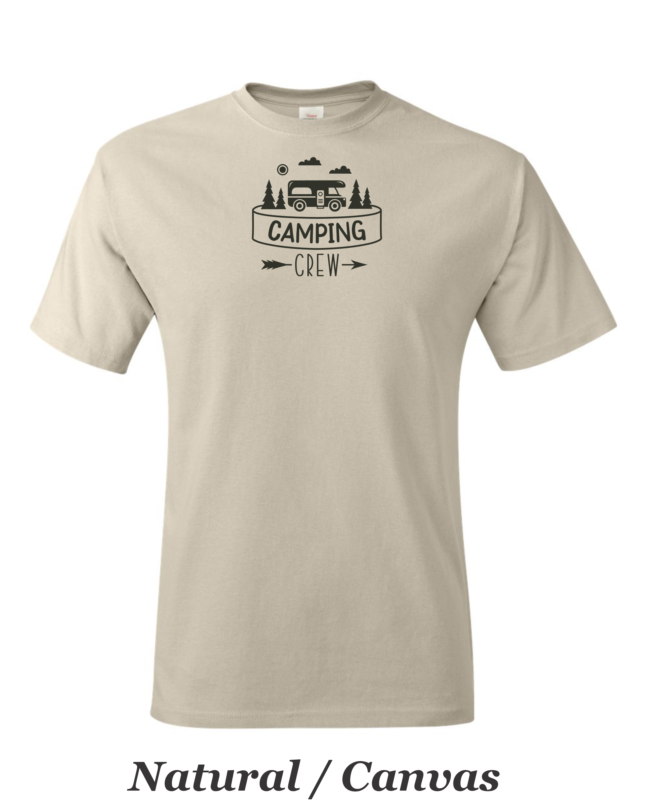 Camping Crew print on mens shirt. Great gift for the group camping trip.
