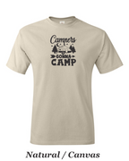 Campers Gonna Camp print on mens shirt. Great gift for the camper.