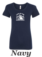 Lost in the mountains drawing printed on women's shirt. Great gift for the hiker.