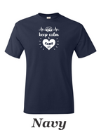 Keep Calm and camp on Print on mens shirt. Great camping shirt.