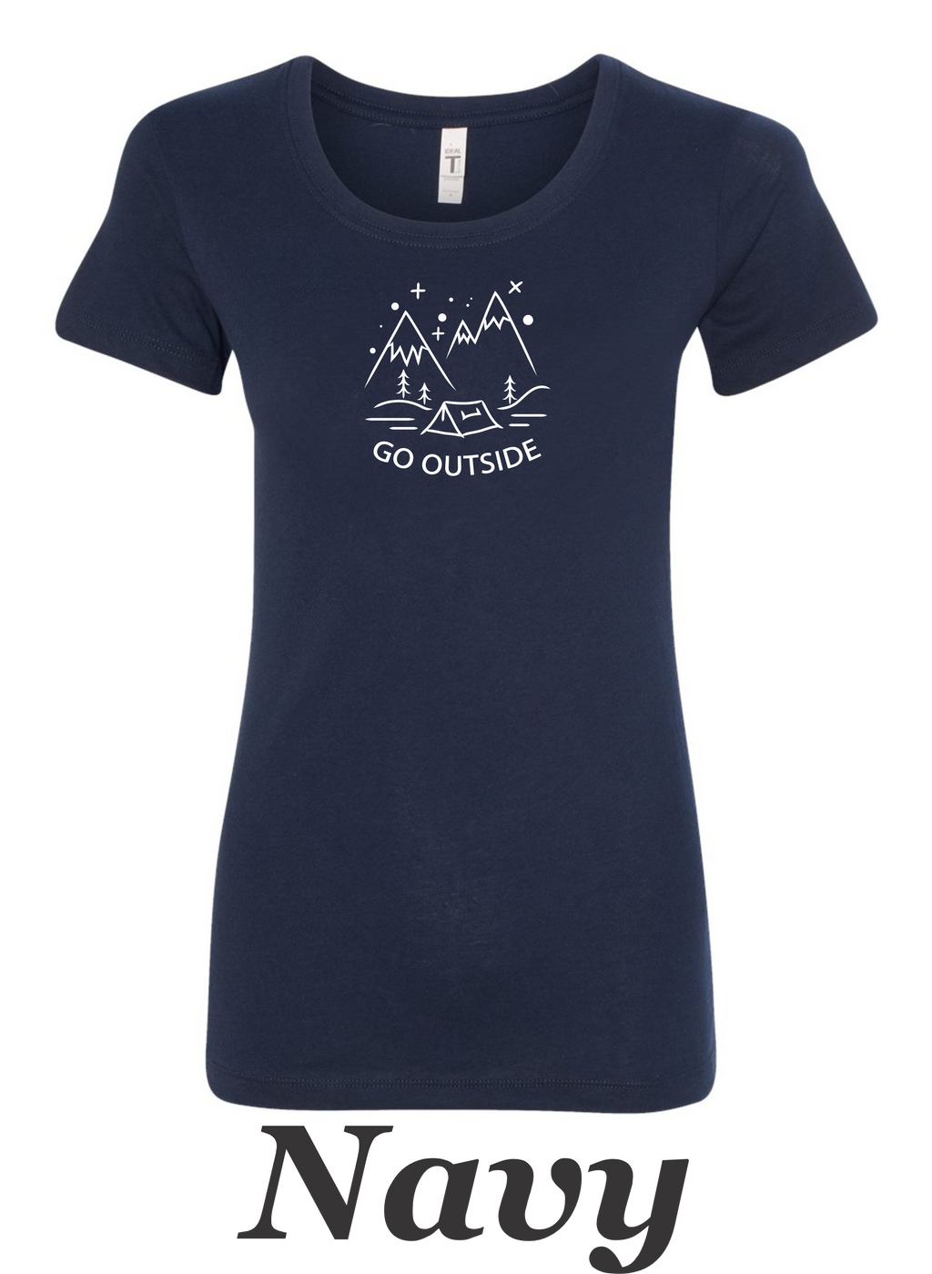 Go Outside drawing printed on women's shirt. Great gift for the hiker.