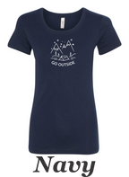 Go Outside drawing printed on women's shirt. Great gift for the hiker.