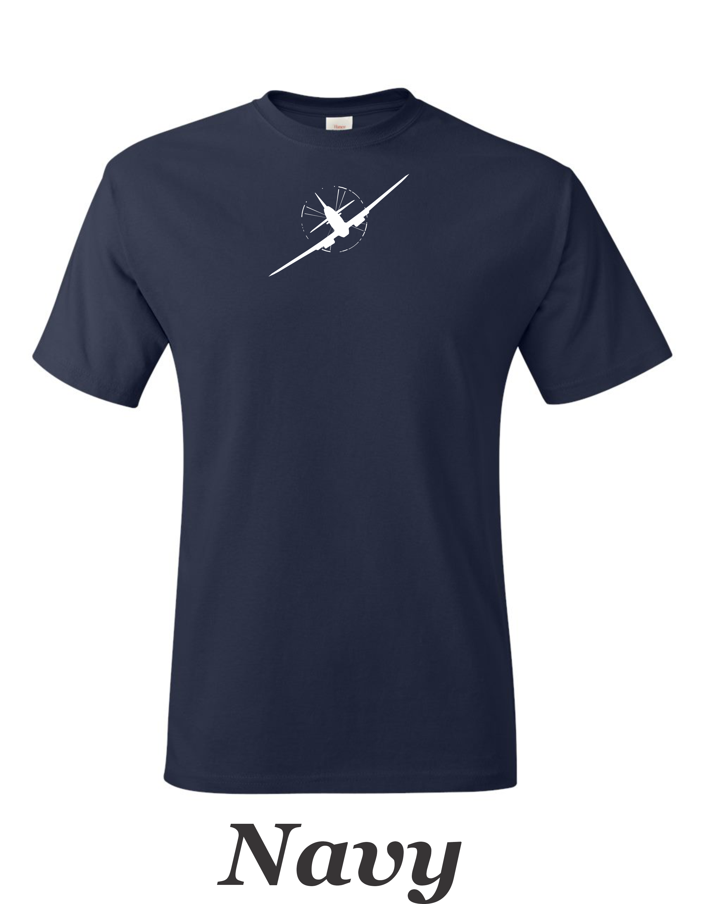Spitfire rear view drawing printed on mens shirt. Free shipping great gift for the warbird fan.