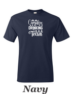 Campfire Drinking Team drawing printed on men's shirt.  Great Camping shirt for Him.