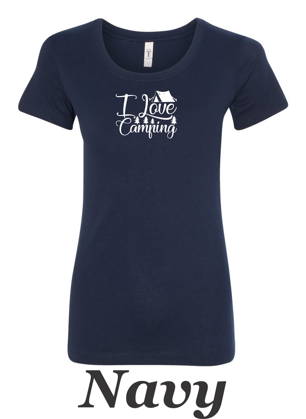 I love Camping printed on women's shirt. Great gift for the summer camping trip.