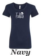I love Camping printed on women's shirt. Great gift for the summer camping trip.