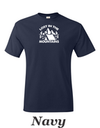 Lost in the Mountains print on mens shirt.  Camping and Hiking shirt.