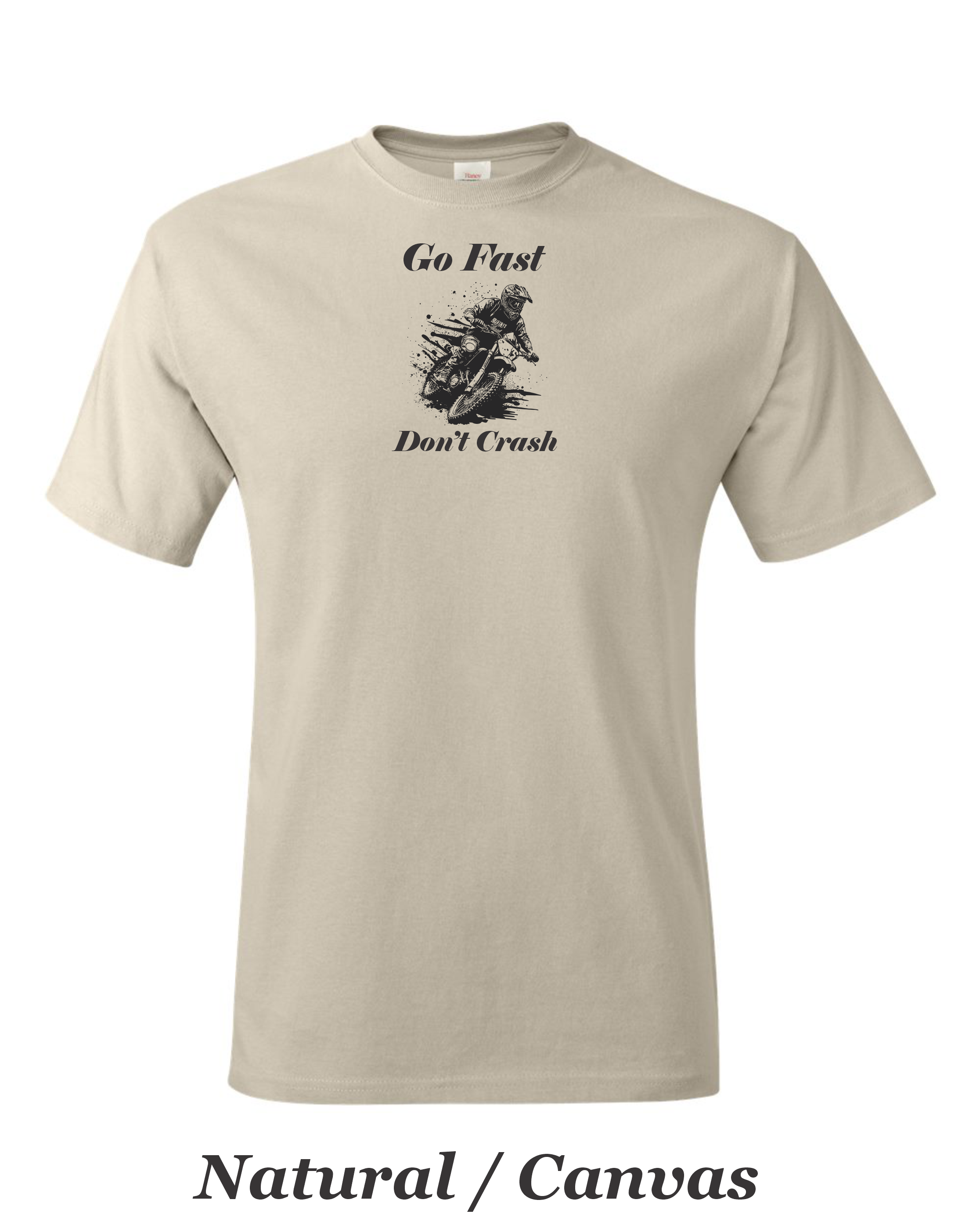 Vintage motocross bike, Go Fast Don't Crash printed mens shirt. Classic Motorcycle shirt.