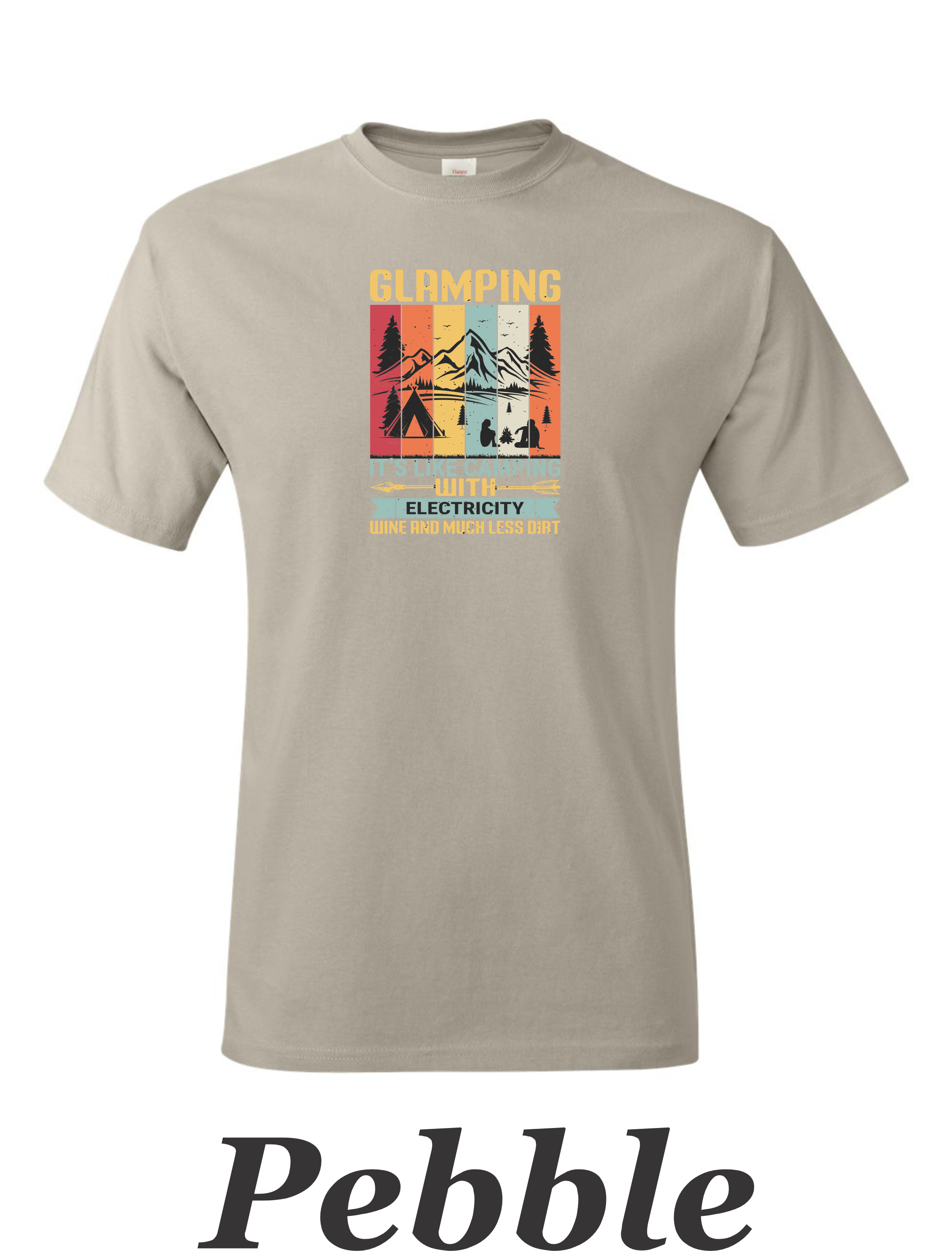 Color Glamping print on mens shirt.