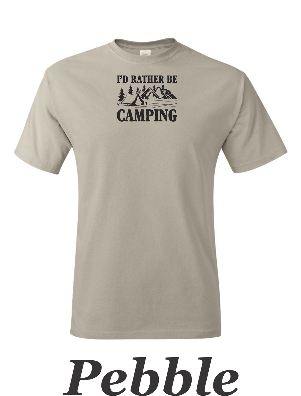 I'd Rather be camping printed on mens shirt.