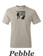 Camper and a dog, Life is good print on mens shirt. Gift for him