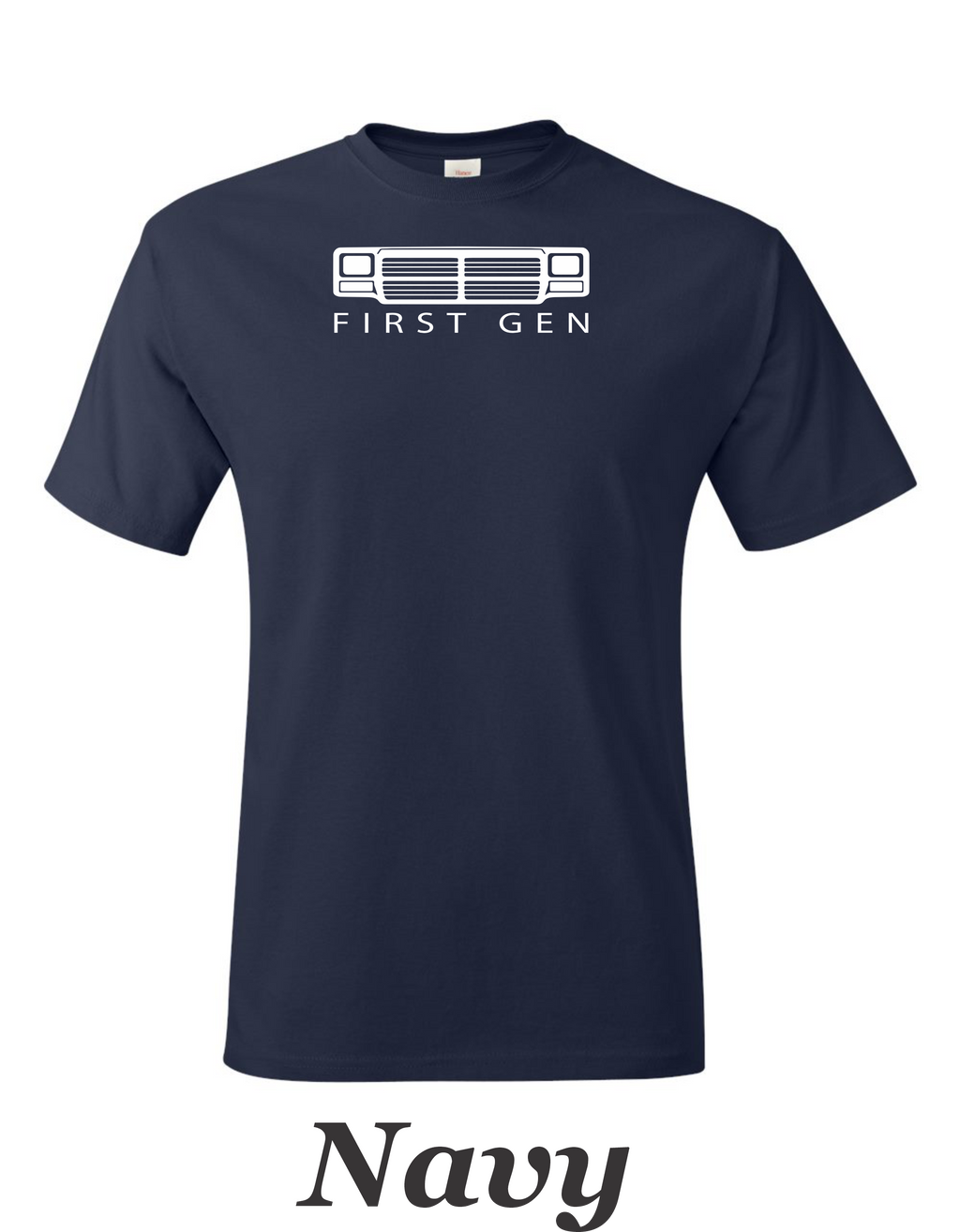 RAM 1st Generation Grill printed on mens shirt. Great for Cummins fan.