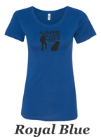 A Camper & a Dog, Life is Good printed on women's shirt. Great camping shirt.