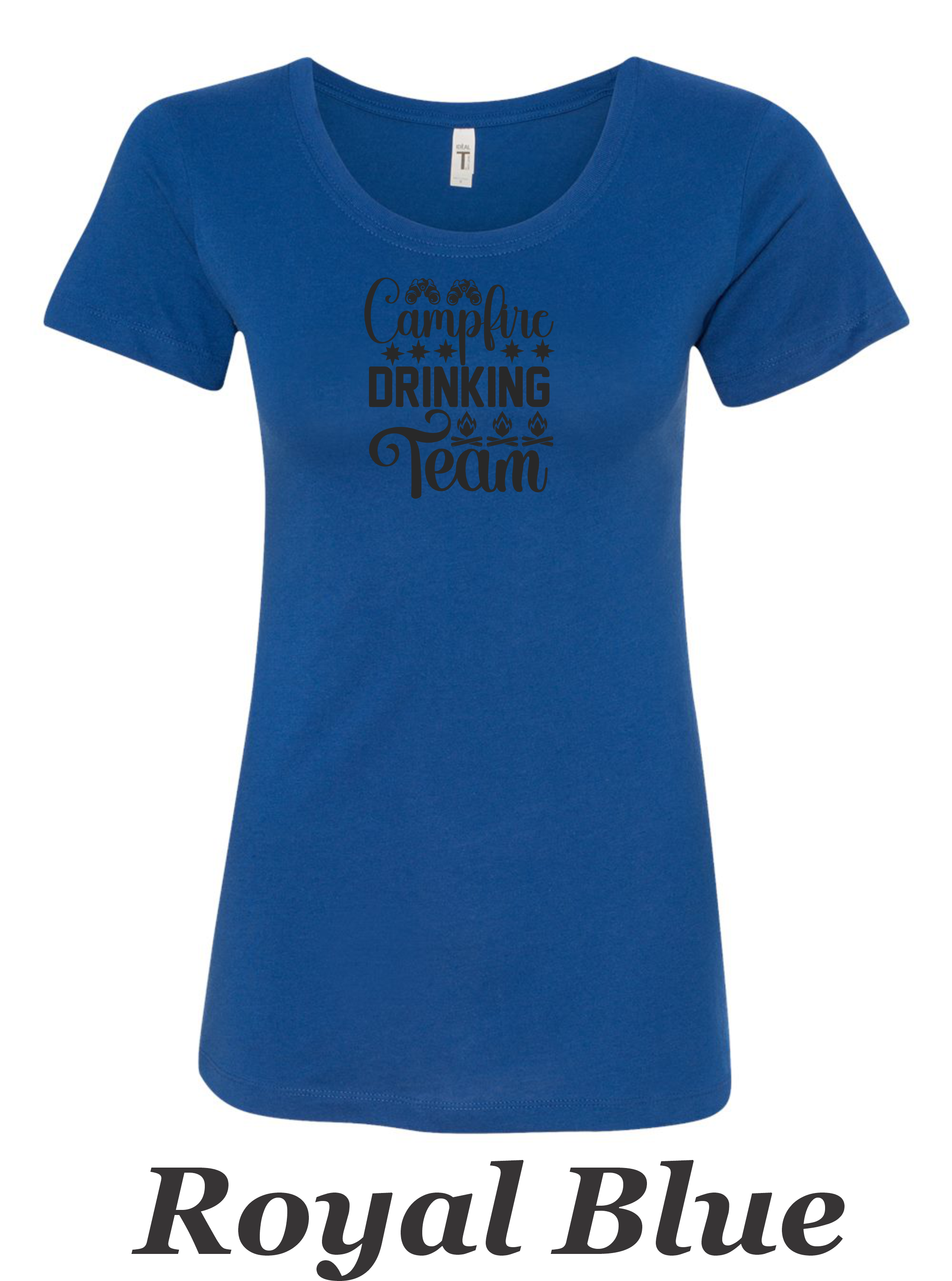 Campfire Drinking Team printed on women's shirt.  Great gift for group camping.