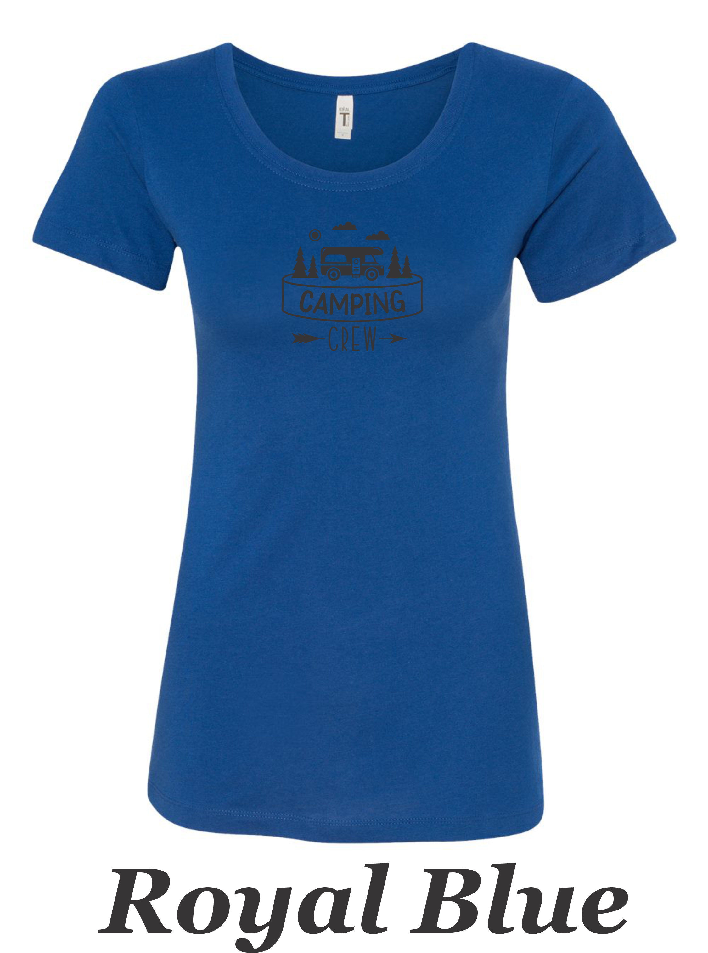 Camping Crew printed on women's shirt. Great gift for Group camping trip.