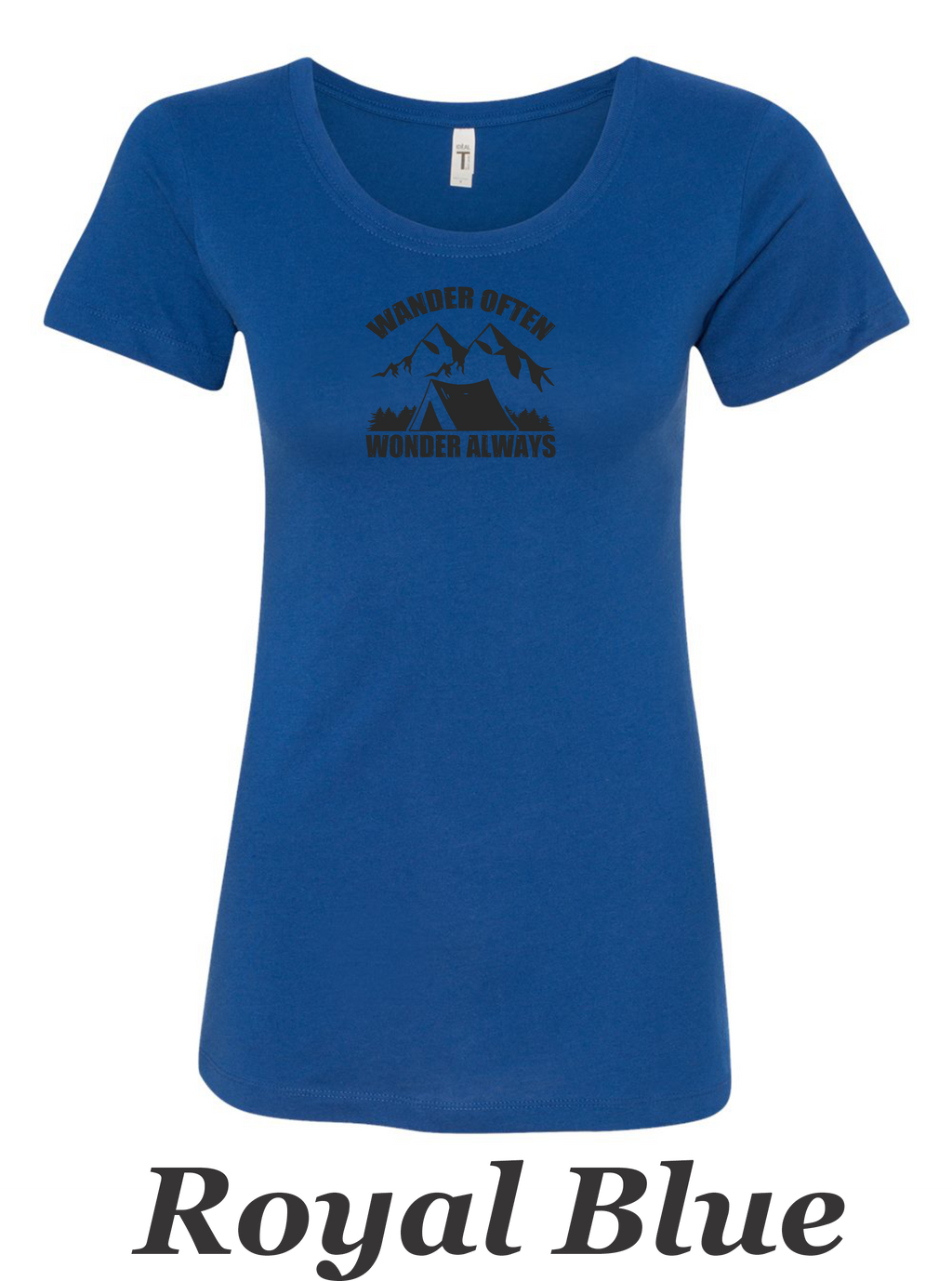 Wander often, Wander always drawing printed on Women's shirt. Great Hiking gift.