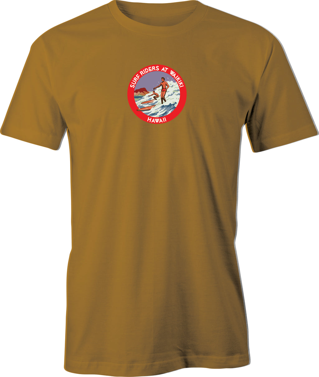 Vintage Waikiki Surf riders Club Logo drawing printed on T shirt