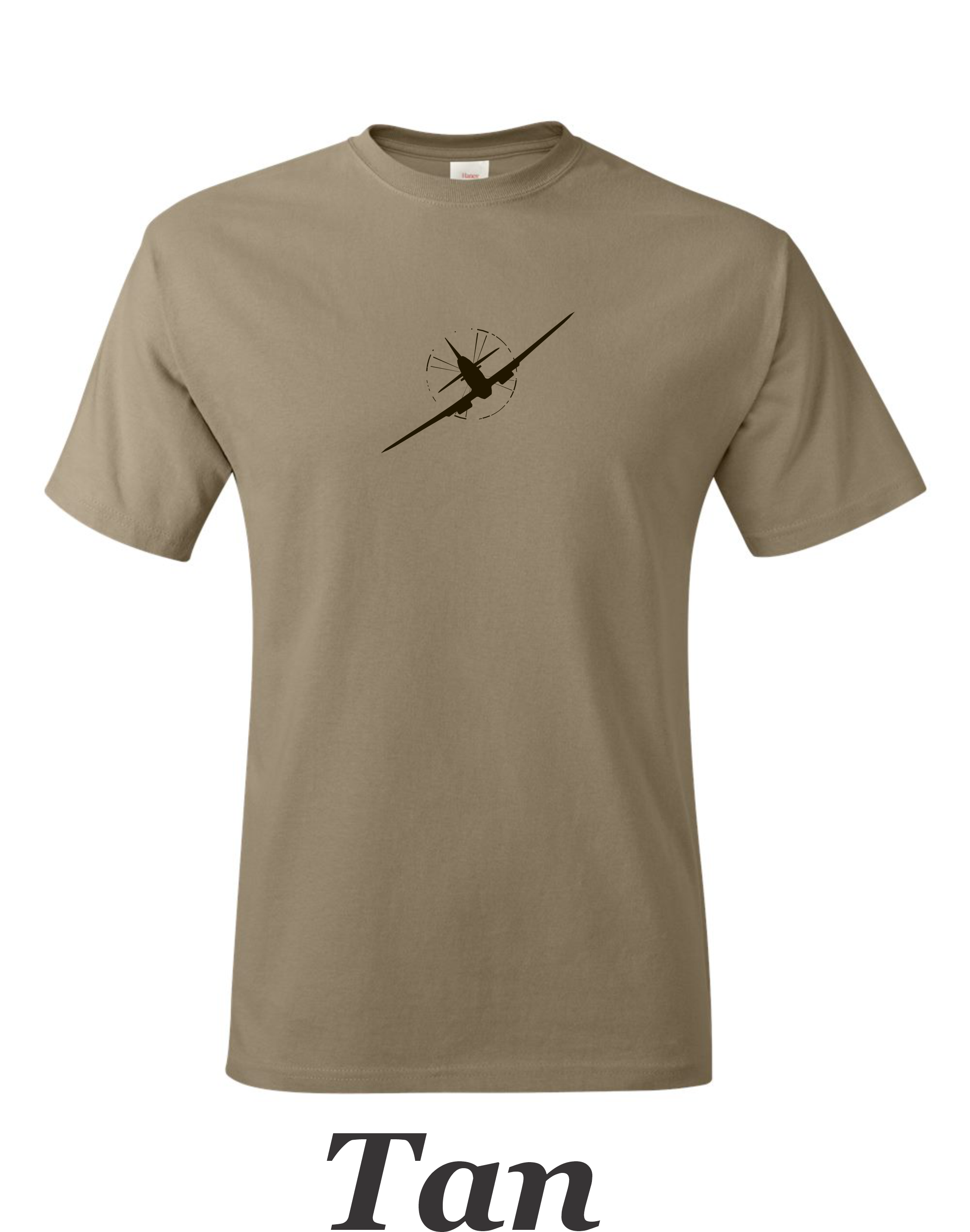 Spitfire rear view drawing printed on mens shirt. Free shipping great gift for the warbird fan.