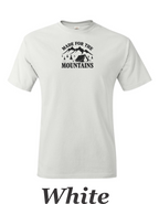 "Made for the Mountains" print on mens shirt.  Great gift for the Hiker / Camper