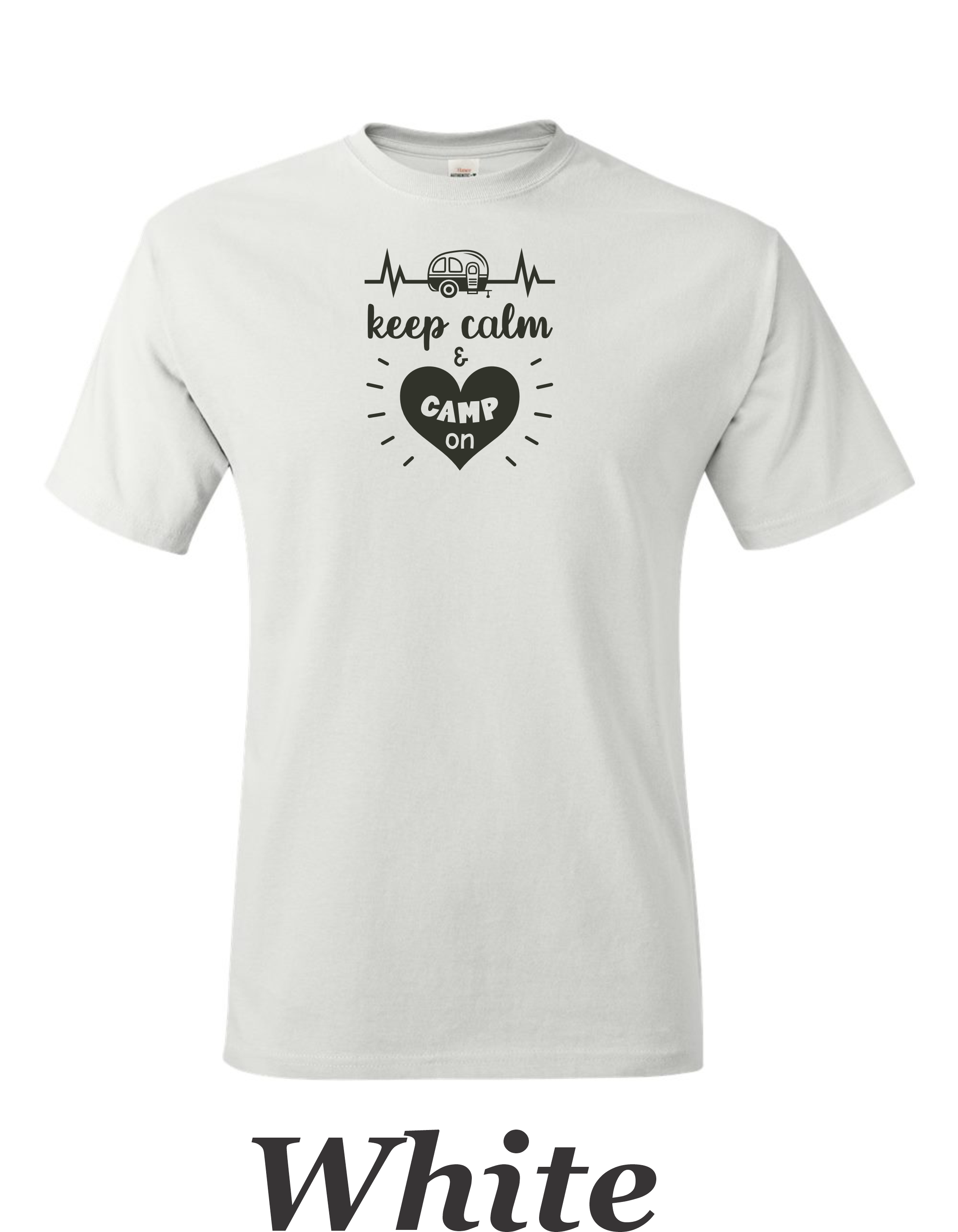 Keep Calm and camp on Print on mens shirt. Great camping shirt.
