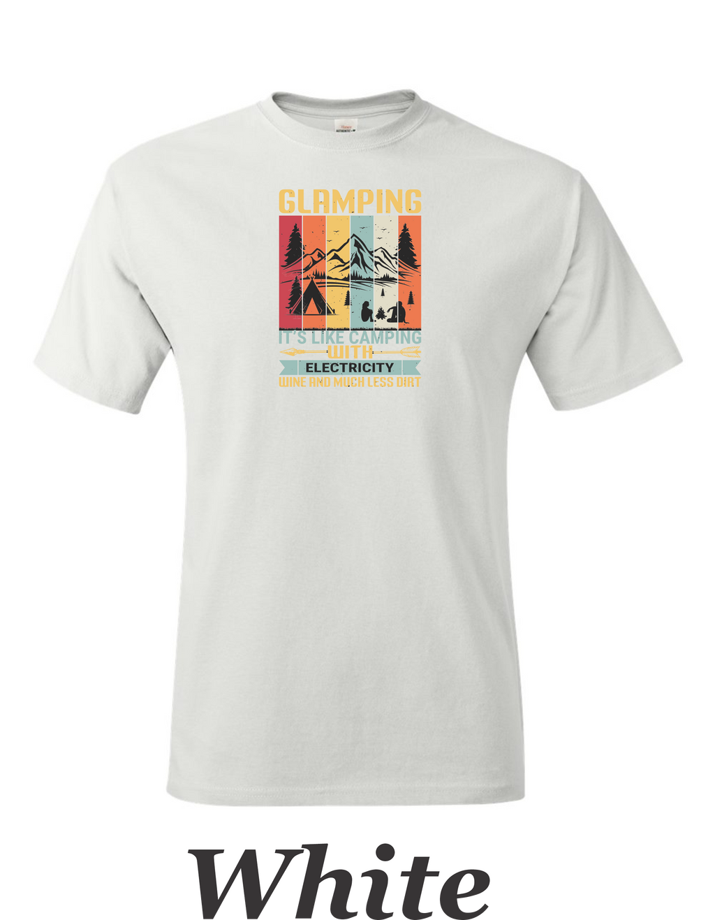 Color Glamping print on mens shirt.