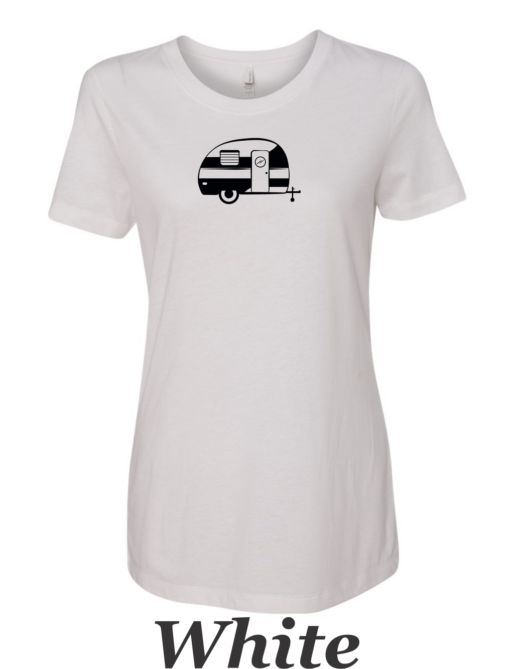 Vintage Canned Ham Trailer drawing Printed on Women's Shirt.