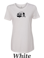 Vintage Canned Ham Trailer drawing Printed on Women's Shirt.