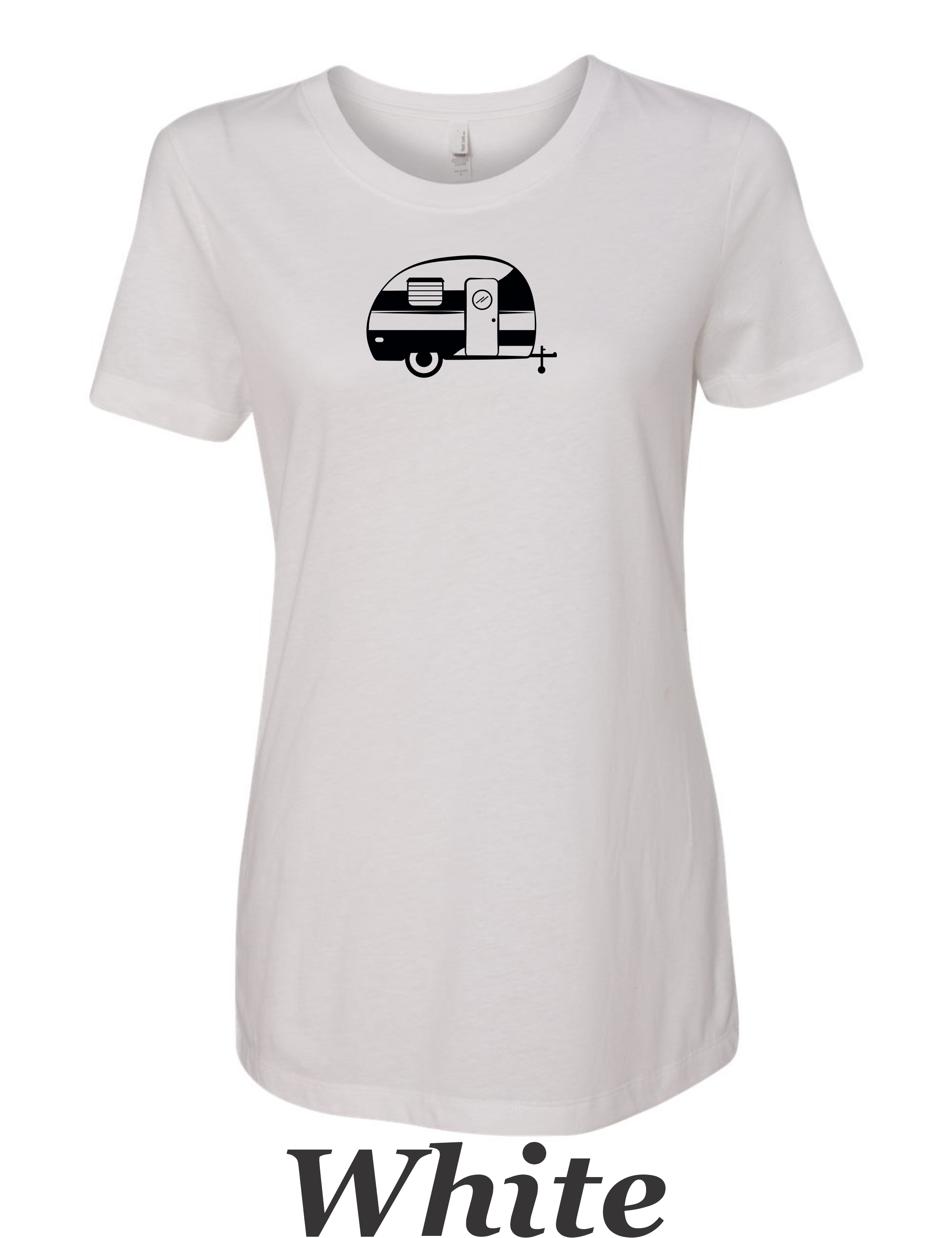 Vintage Canned Ham Trailer drawing Printed on Women's Shirt.