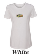 Toucan and bird pastel drawing printed on women's shirt. Great gift.