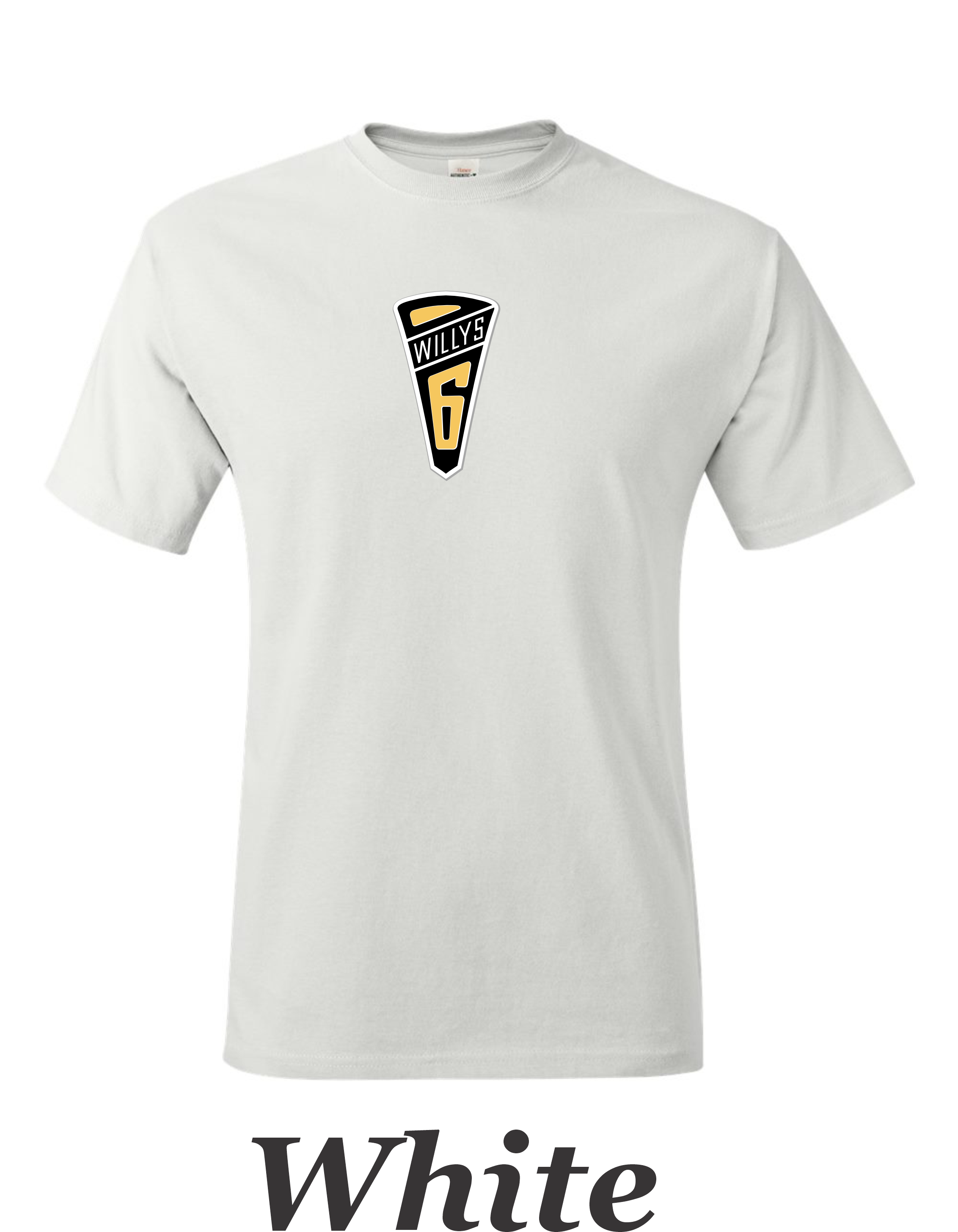 Willy's 6 Emblem printed on mens shirt. Great gift for the Willy's Jeep fan