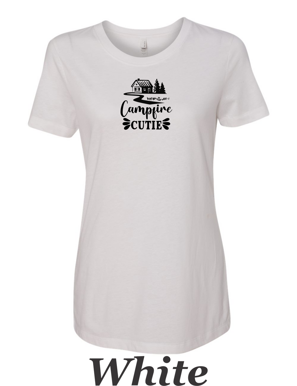 Campfire Cutie printed on Women's shirt.  Great gift for her.