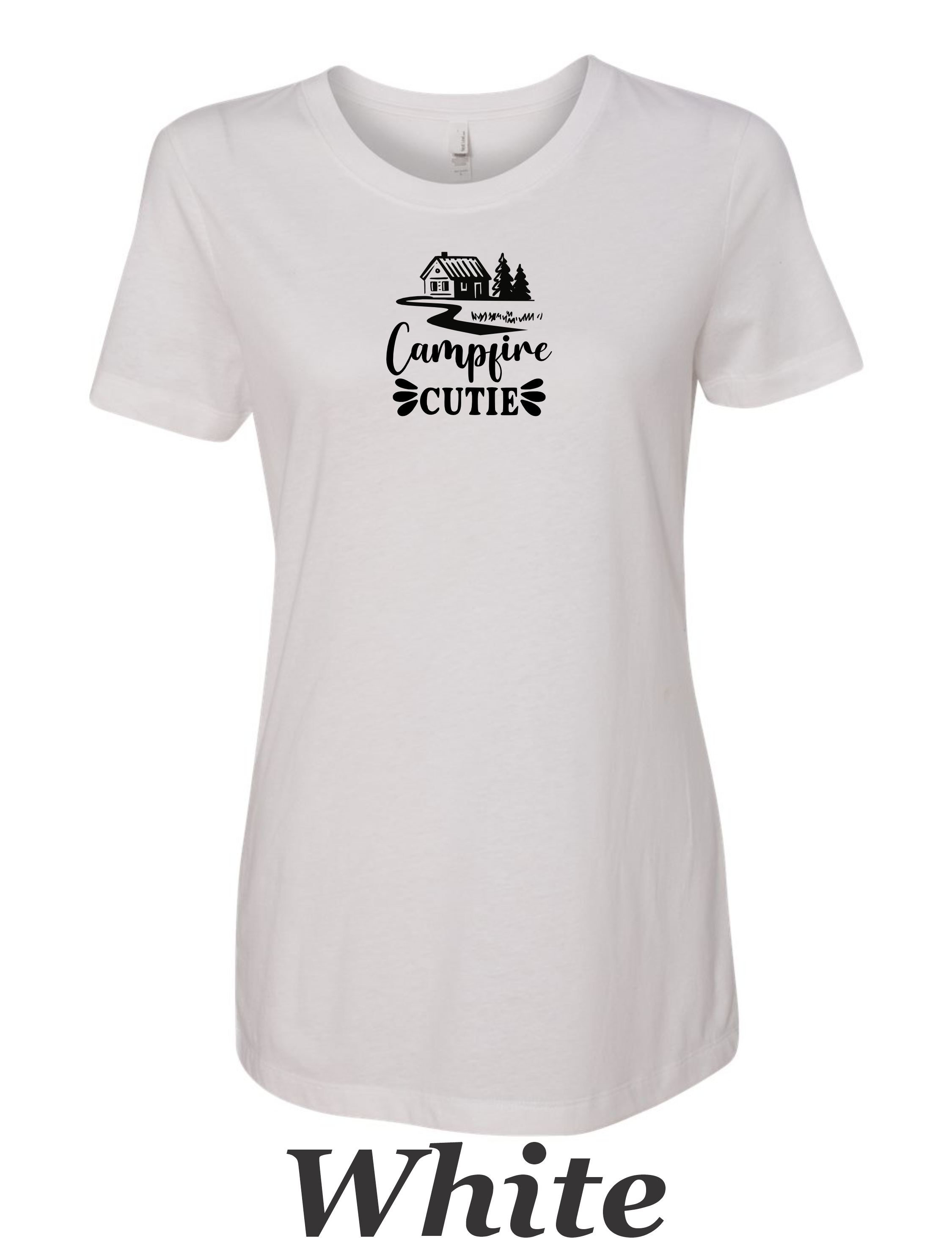 Campfire Cutie printed on Women's shirt.  Great gift for her.