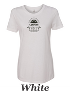 Summer camping Vibes print on women's shirt.  Great start to the summer camping season.