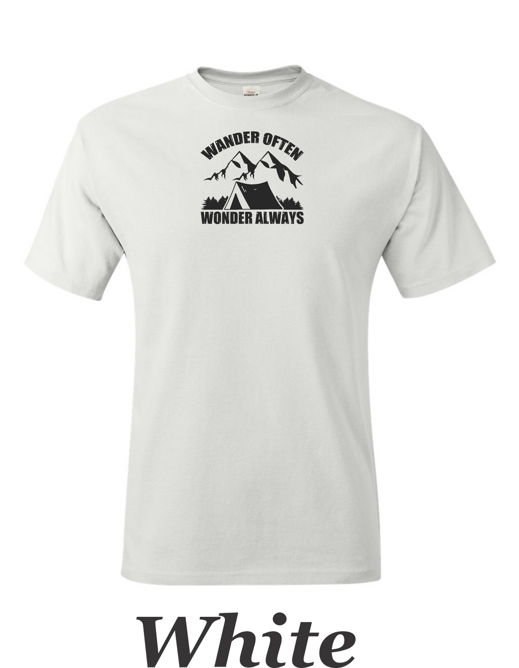 Wander Often Wander Always print on mens shirt.