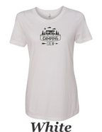 Camping Crew printed on women's shirt. Great gift for Group camping trip.