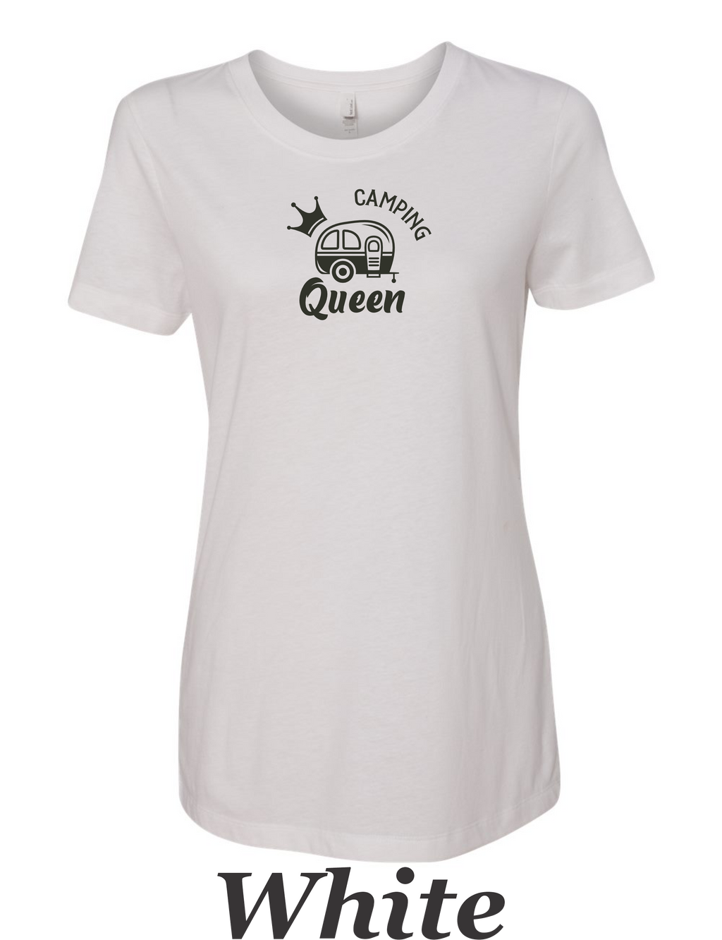 Camping Queen Drawing printed on women's shirt. Great gift for the Camping Trip.