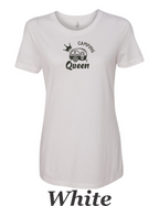Camping Queen Drawing printed on women's shirt. Great gift for the Camping Trip.